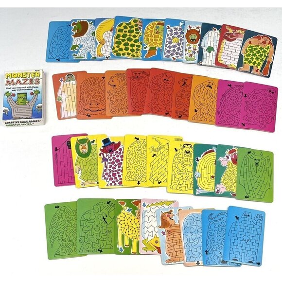 VTG 1993 Creative Child Games MONSTER MAZES 36 Card Activity SET 18034 NIB NEW - Picture 1 of 4